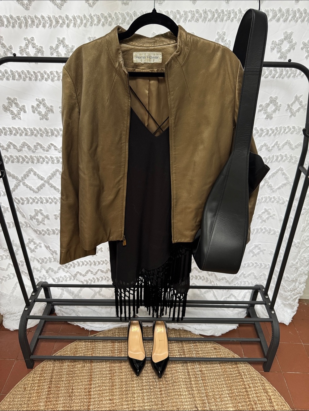 Vintage Rena Rowan gold leather bomber jacket